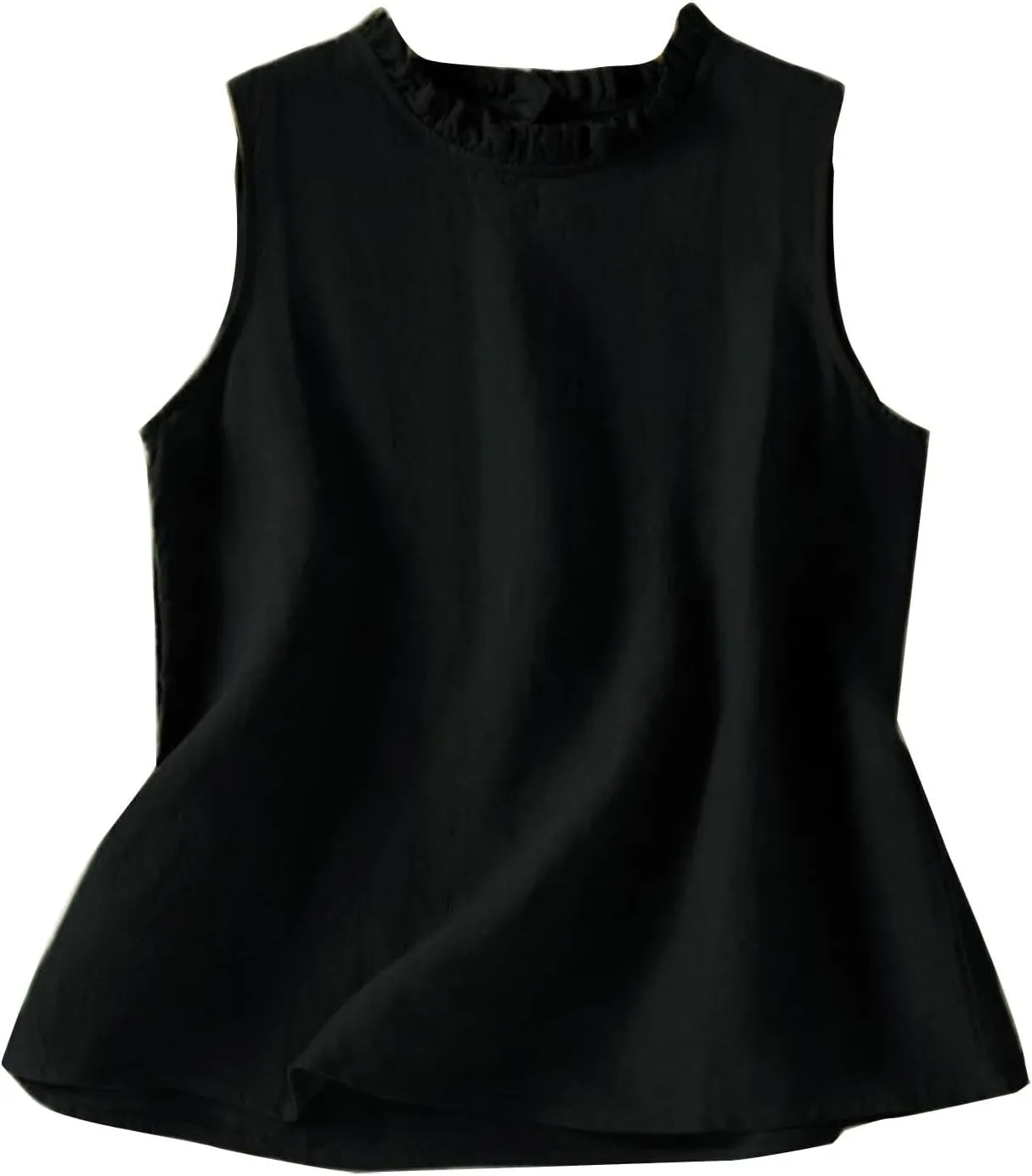 Womens Sleeveless Spaghetti Strap Cotton Linen Tank Tops Casual Solid Color Dressy Loose Cami Tee Summer Flowy Shirts