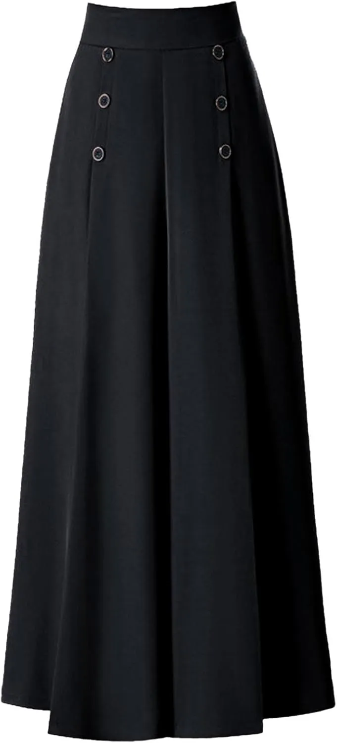Women's Solid Flowy High Waist Pleade Cropped Trousers Cotton Lightweihgt Straight Plus Size Casual Business Pants