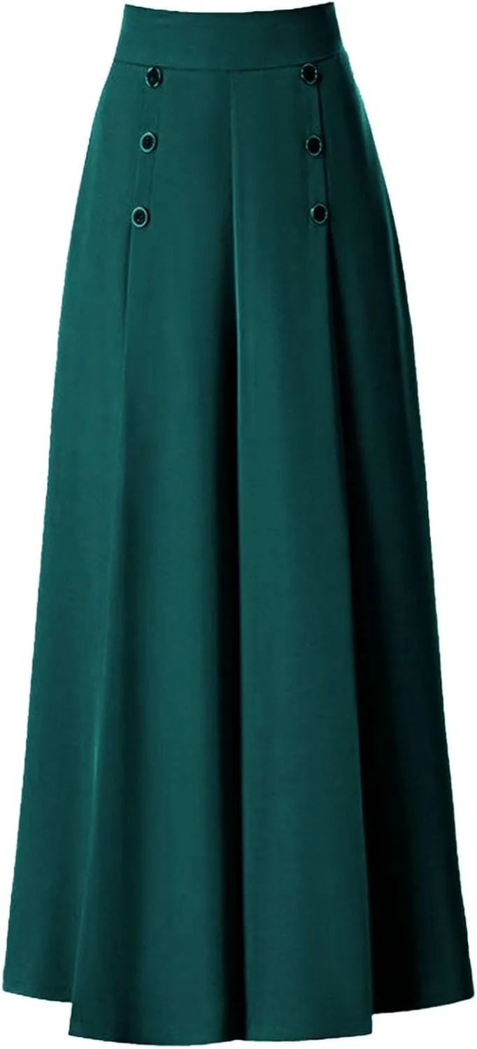 Women's Solid Flowy High Waist Pleade Cropped Trousers Cotton Lightweihgt Straight Plus Size Casual Business Pants