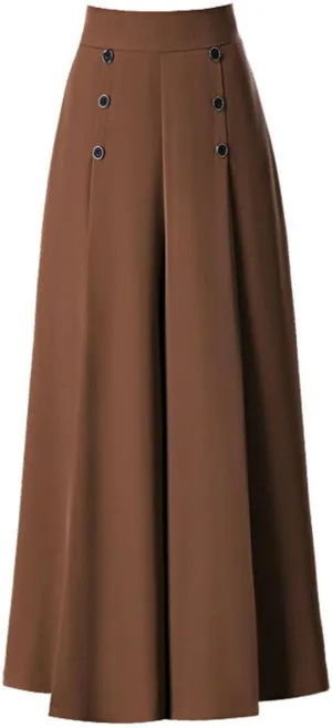 Women's Solid Flowy High Waist Pleade Cropped Trousers Cotton Lightweihgt Straight Plus Size Casual Business Pants