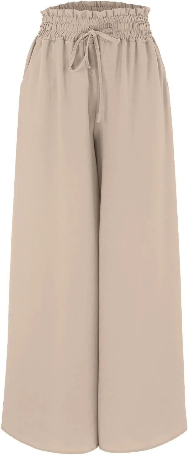 Women's Solid Flowy High Waist Yoga Trousers 2023 Elegant Soft Comfy Lightweight Plus Size Baggy Pants