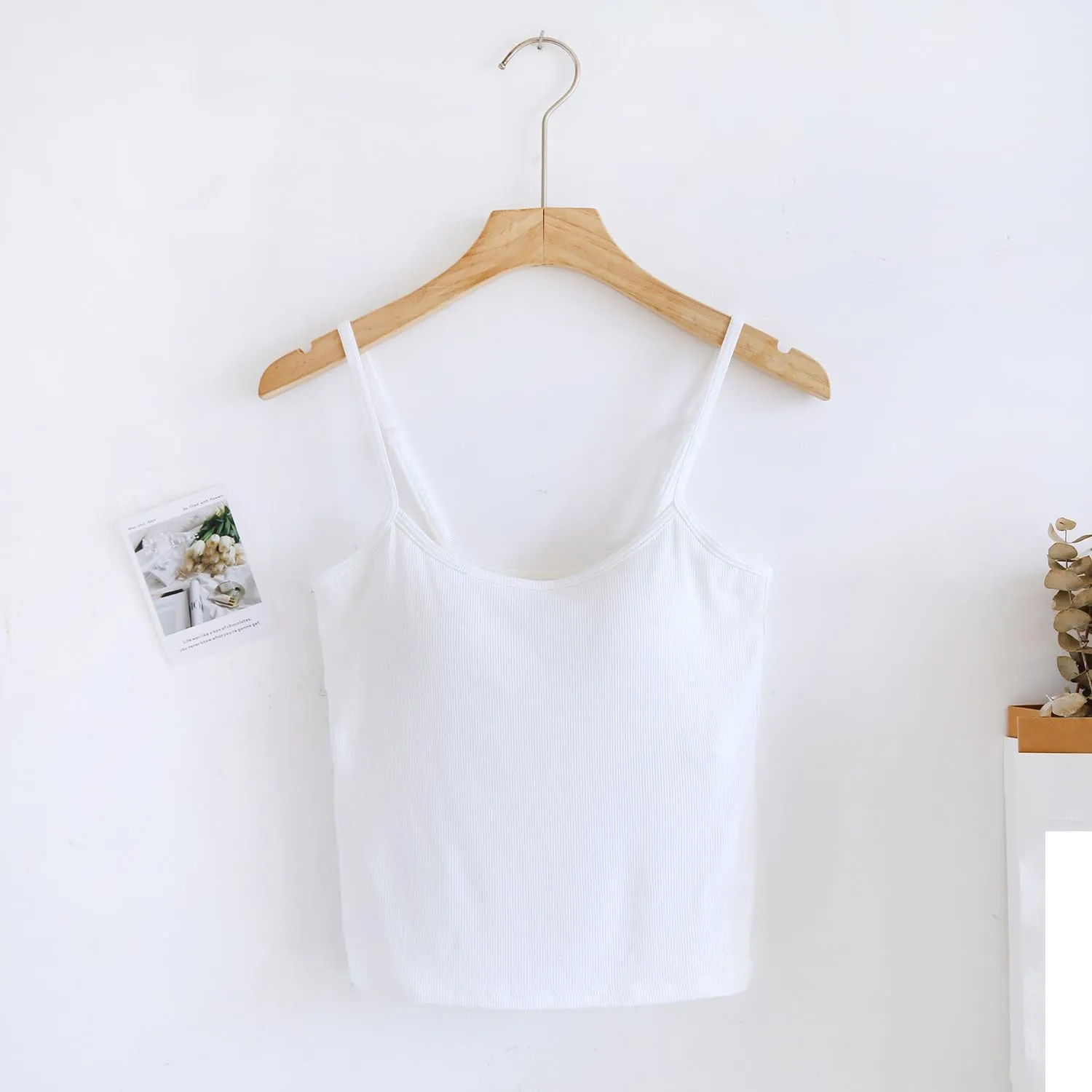 Womens Spaghetti Strap Tank Top Solid Color Smooth Soft High Elastic Crop Tanks Trending Racerback Undershirts