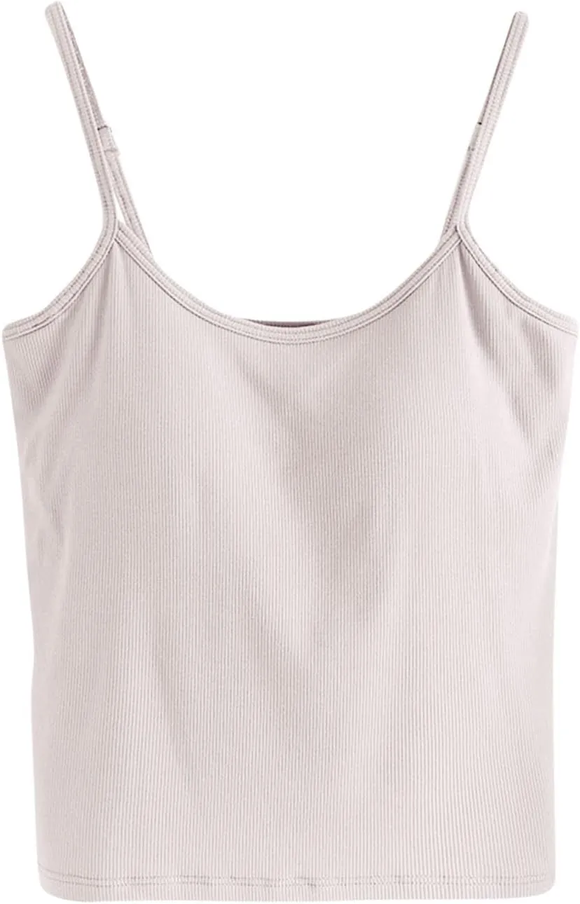 Womens Spaghetti Strap Tank Top Solid Color Smooth Soft High Elastic Crop Tanks Trending Racerback Undershirts