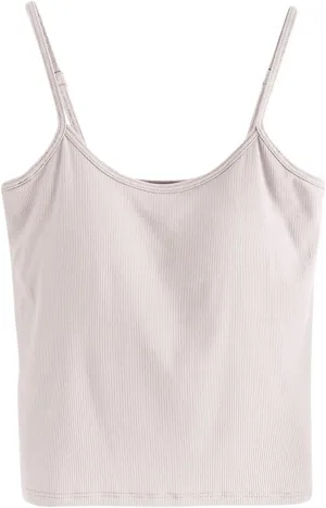 Womens Spaghetti Strap Tank Top Solid Color Smooth Soft High Elastic Crop Tanks Trending Racerback Undershirts