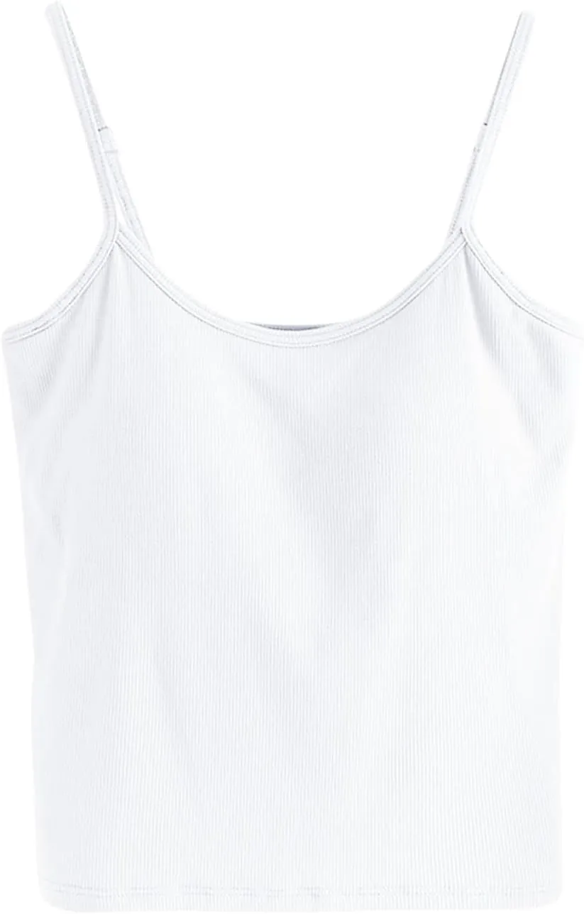 Womens Spaghetti Strap Tank Top Solid Color Smooth Soft High Elastic Crop Tanks Trending Racerback Undershirts