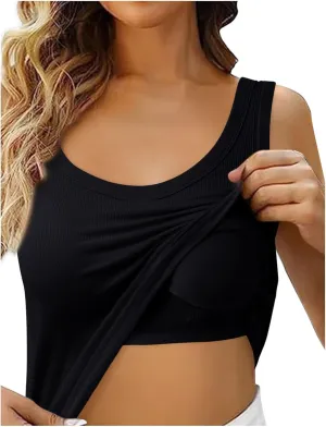 Women's Sports Camisoles Built-in Bra Yoga Tops with Spaghetti Straps & Padded Support Sleeveless Workout Tanks
