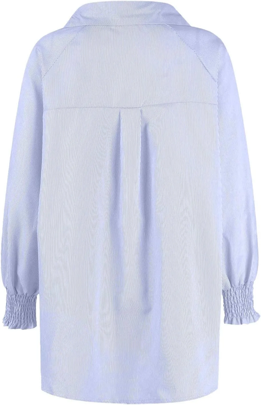 Women's Striped Button Down Shirts Puff Sleeve Oversized Blouses Boyfriends Loose Tunics Business Work Tops