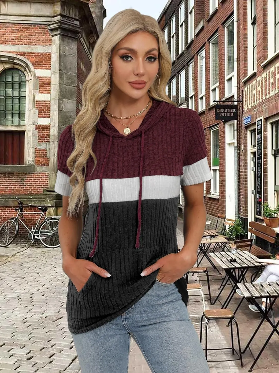 Womens Summer Tops Short Sleeve Hoodies for Women Spring Sweatshirts Casual T Shirts Fashion Tunics