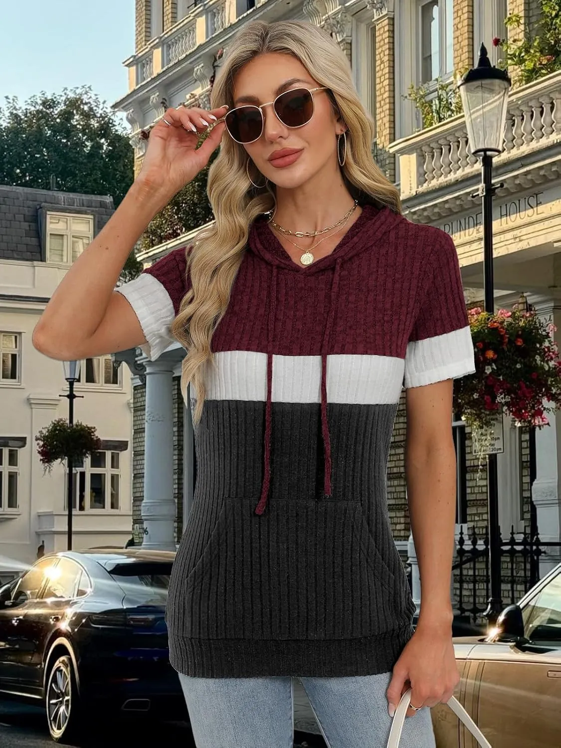 Womens Summer Tops Short Sleeve Hoodies for Women Spring Sweatshirts Casual T Shirts Fashion Tunics