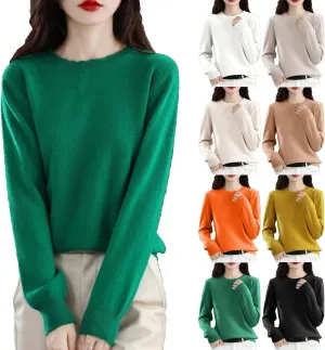 Women's Sweater Crewneck Cashmere Solid Color Long Sleeve Bottoming Shirt Pullover Tops Trendy Thermal Shirt Outfits