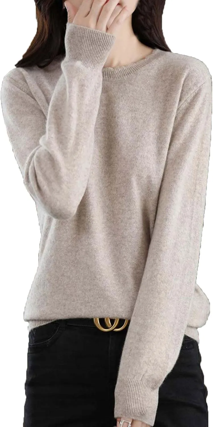 Women's Sweater Crewneck Cashmere Solid Color Long Sleeve Bottoming Shirt Pullover Tops Trendy Thermal Shirt Outfits