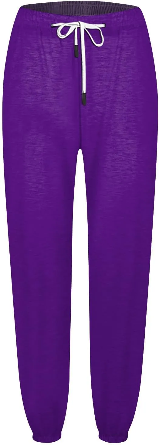 Womens Sweatpants with Pockets with Pockets Elastic High Waisted Loose Pants Drawstring Soft Straight Leg Pants