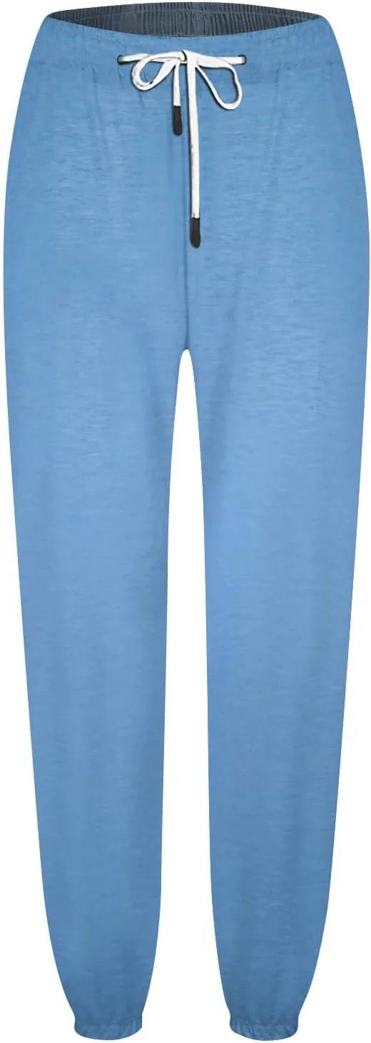 Womens Sweatpants with Pockets with Pockets Elastic High Waisted Loose Pants Drawstring Soft Straight Leg Pants