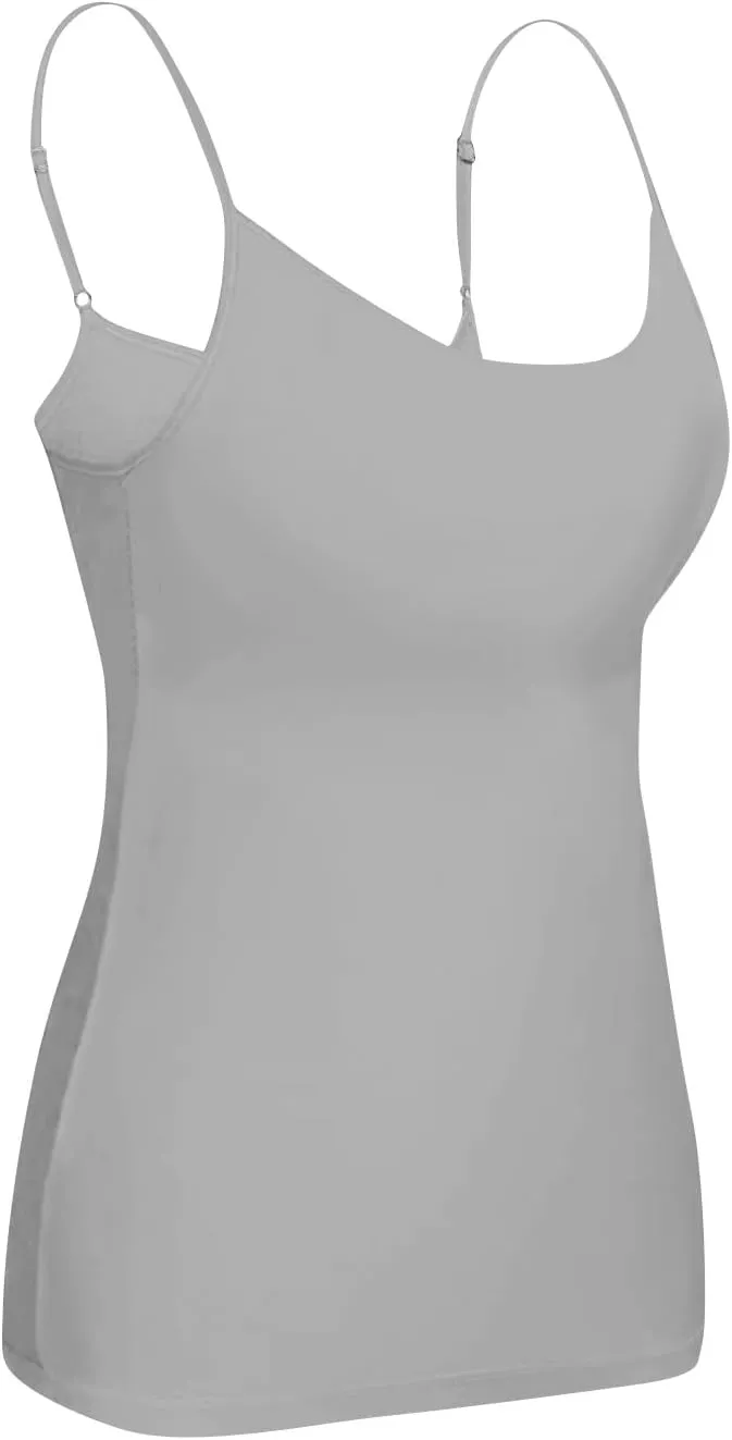 Womens Tank Tops with Built in Bra Adjustable Spaghetti Strap Camisole Shelf Bra Cotton Undershirts Layering Tank Tops