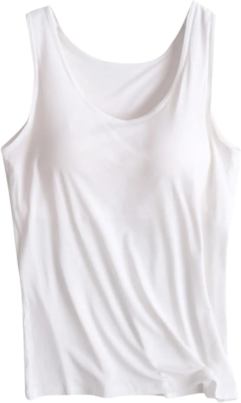Womens Tank Tops with Built in Bras Padded 2024 Summer Casual Camisole Crewneck Sleeveless Cotton Workout Tanks