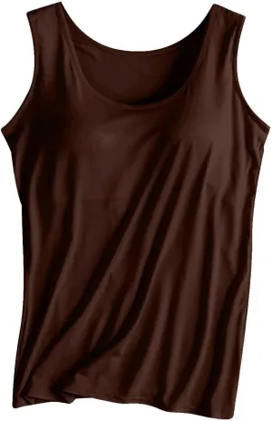 Womens Tank Tops with Built in Bras with Chest Pad Without Wearing Bra One Tank Top Sling Cotton Shelf Bra Camisoles