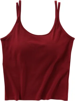 Womens Tanks with Padded Double Strap Cute Sexy Tank Tops Basic Y2k Trendy Lightweight Crop Shirts Classic Basic