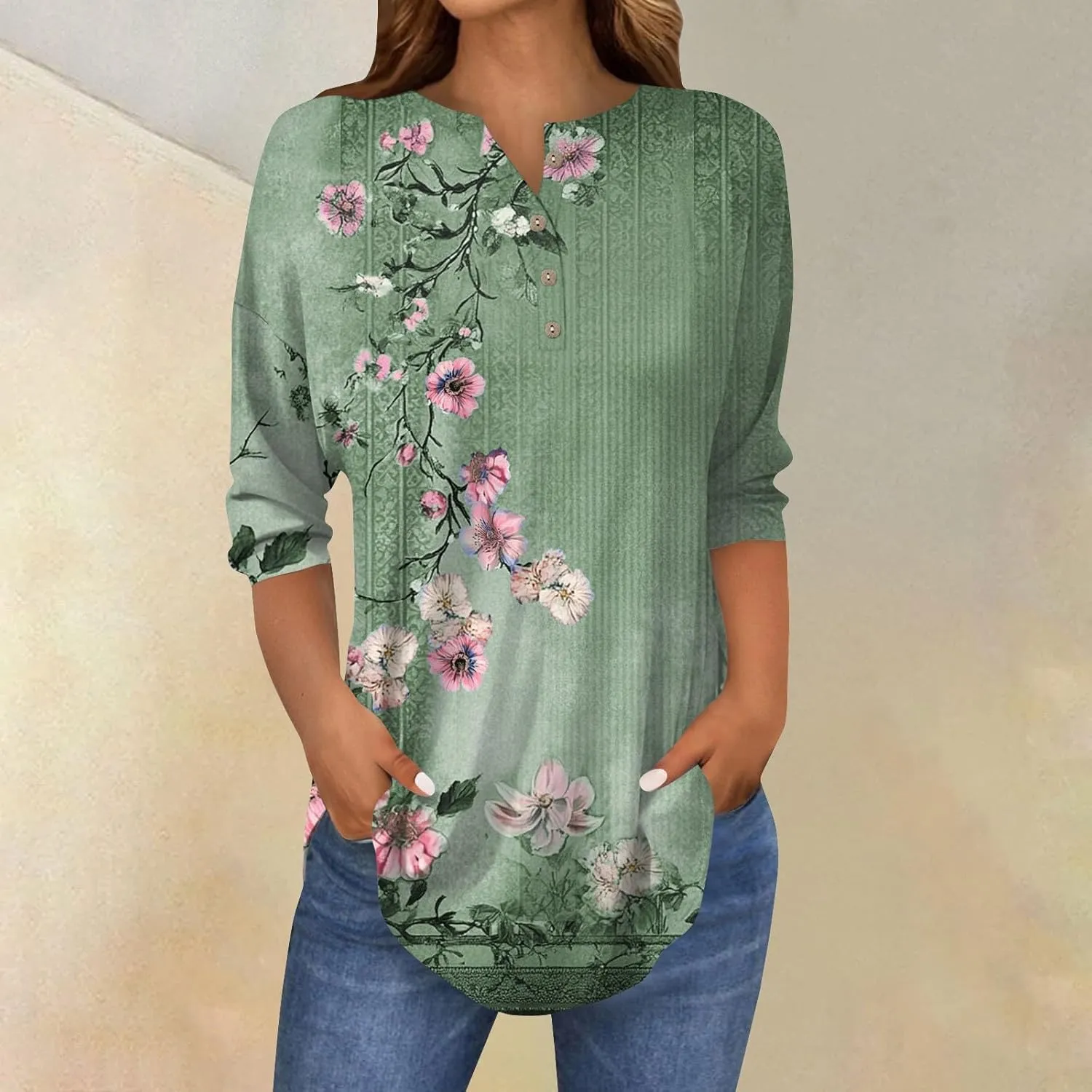 Women's Tops Work,3/4 Sleeve T Shirts for Women Womens 3/4 Sleeve T Shirts Sexy Womens 3/4 Sleeve Tops Going Out Fall Tees