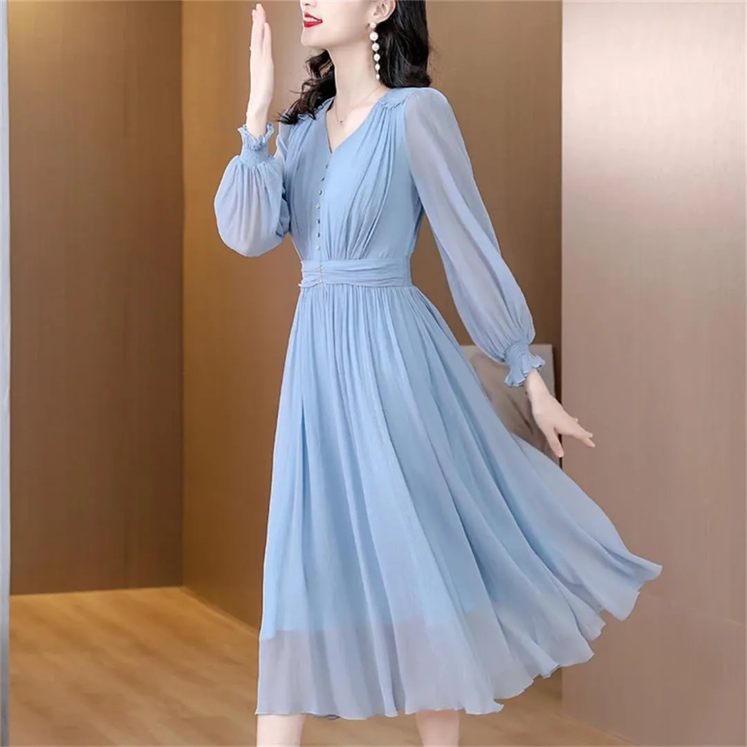 Women's Vintage Summer Party Dress V-Neck Tunics Midi Casual Long Vestidos