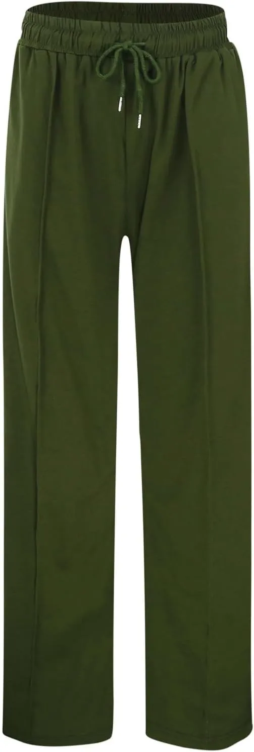 Women's Wide Leg Sweatpants Casual Solid High Waisted Straight Leg Pants Workout Lounge Joggers Outfits with Pockets