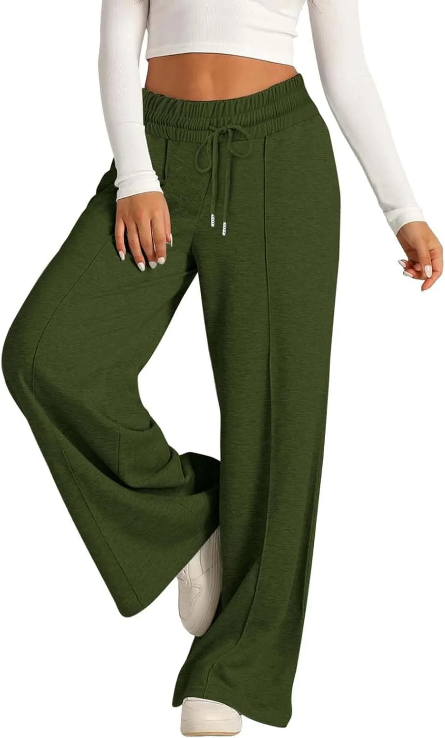 Women's Wide Leg Sweatpants Casual Solid High Waisted Straight Leg Pants Workout Lounge Joggers Outfits with Pockets
