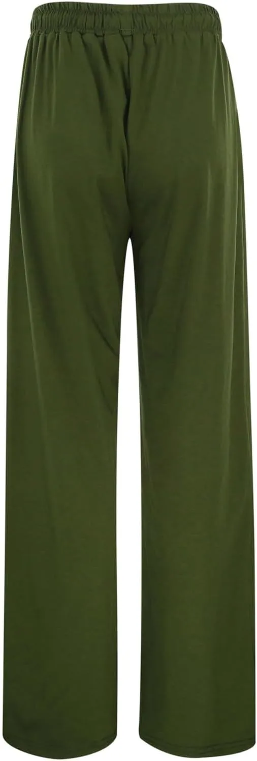 Women's Wide Leg Sweatpants Casual Solid High Waisted Straight Leg Pants Workout Lounge Joggers Outfits with Pockets