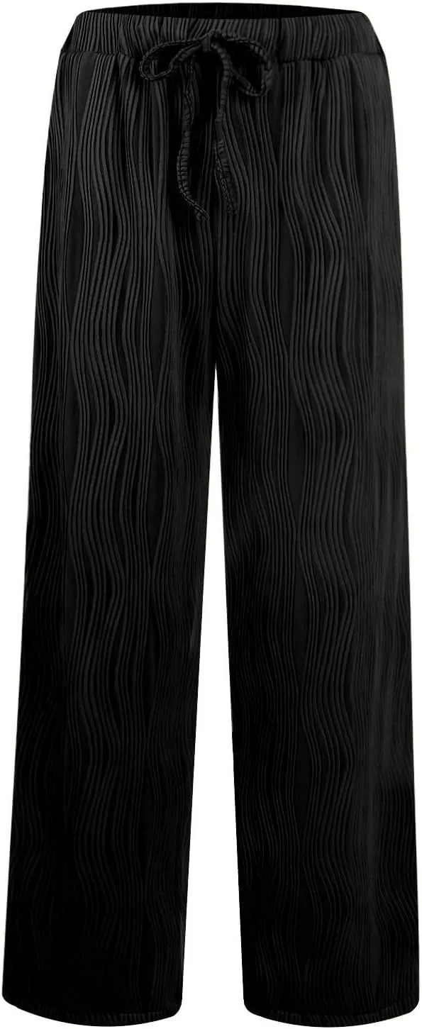 Women's Wide-Leg Sweatpants, Drawstring High Waisted Baggy Causal Athletic Flared Joggers Sweat Pants with Pockets