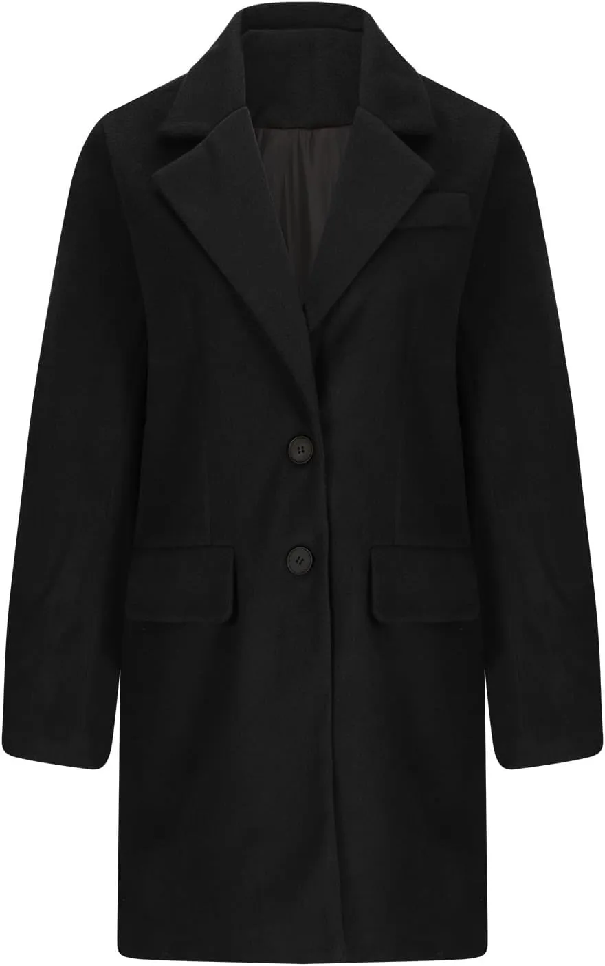 Women's Winter Double Breasted Pea Coat Wool Blend Long Sleeve Notch Lapel Casual Long Trench Coat Open Front Jacket