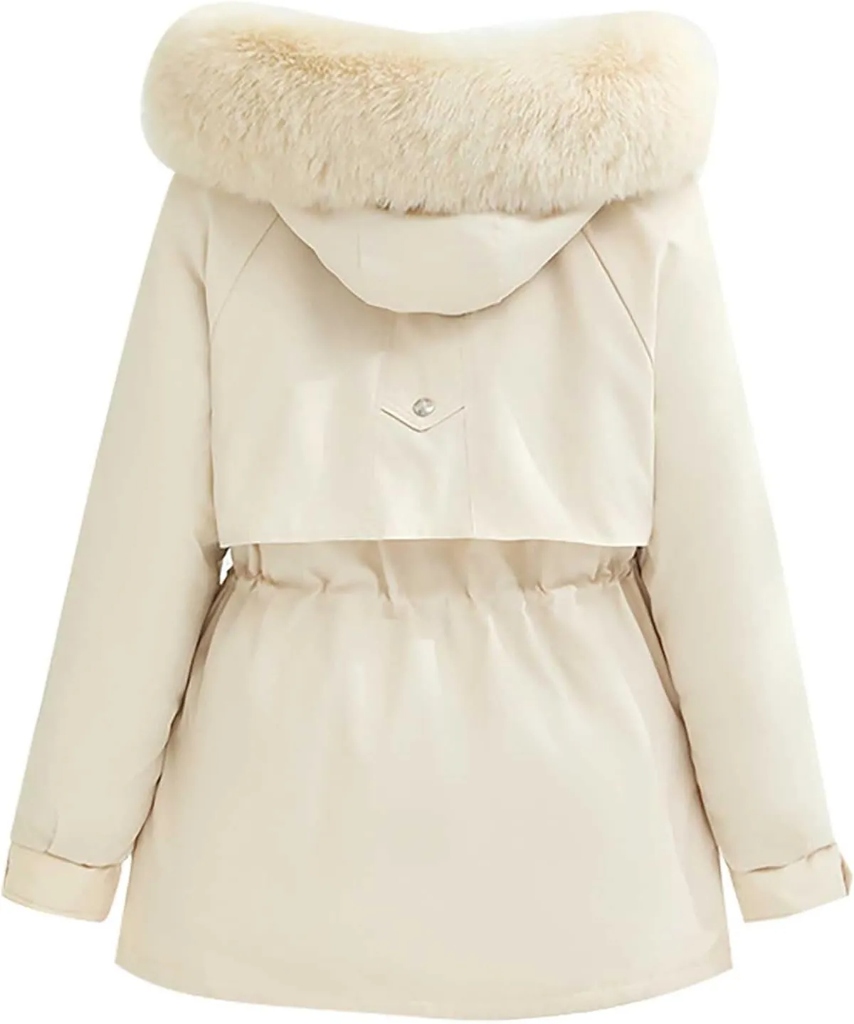 Women's Winter Puffer Coat Thicken Fleece Lined Down Jacket Waterproof Faux Fur Detachable Hooded Warm Parka Outwear