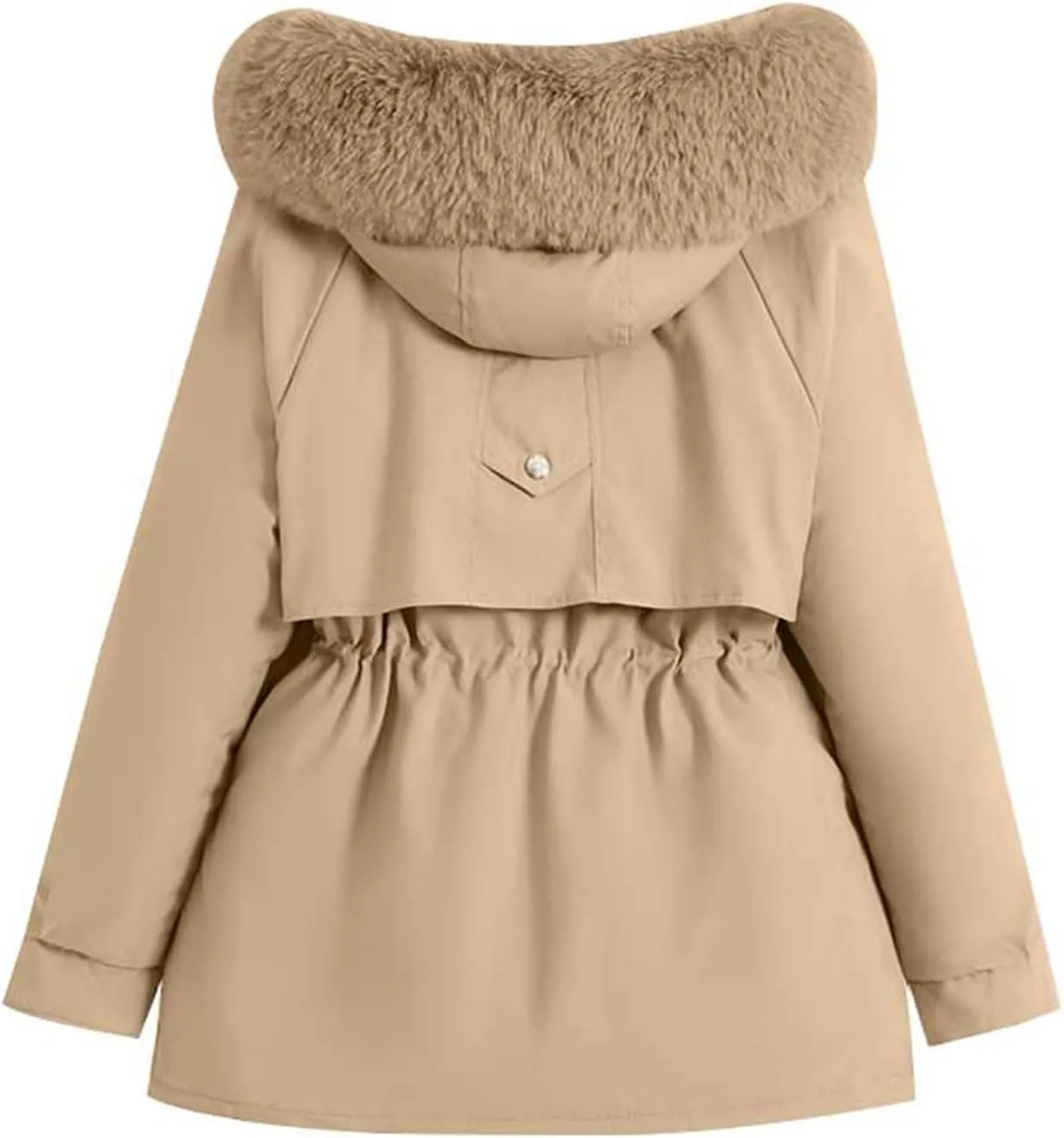 Women's Winter Puffer Coat Thicken Fleece Lined Down Jacket Waterproof Faux Fur Detachable Hooded Warm Parka Outwear