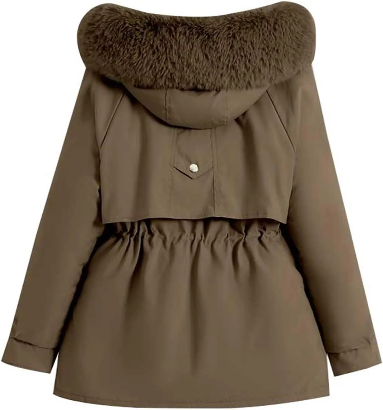Women's Winter Puffer Coat Thicken Fleece Lined Down Jacket Waterproof Faux Fur Detachable Hooded Warm Parka Outwear
