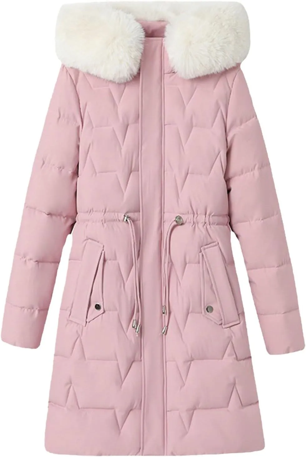 Women's Winter Puffer Coat Thicken Waterproof Hoodie Fashion Down Jacket with Removable Faux Fur Hooded Parka Outwear