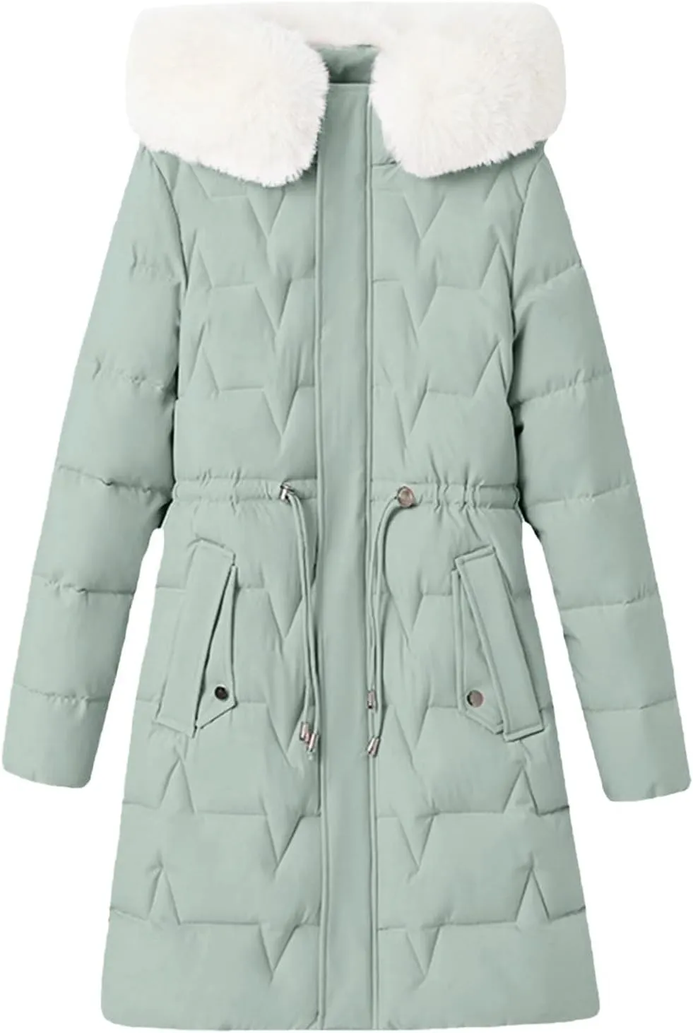 Women's Winter Puffer Coat Thicken Waterproof Hoodie Fashion Down Jacket with Removable Faux Fur Hooded Parka Outwear