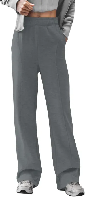 Womens Y2k Vintage Cargo Sweatpants Wide Leg Baggy Fleece High Waisted Sweats Pants Athletic Trousers with Pockets