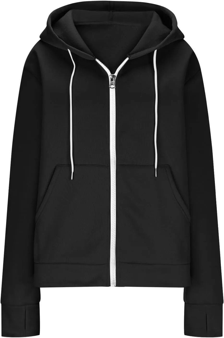 Womens Zip Up Hoodie Cropped Sweatshirts Thumb Hole Fleece Jackets Cropped Comfort Fall Loose Outfits Loose Outfits
