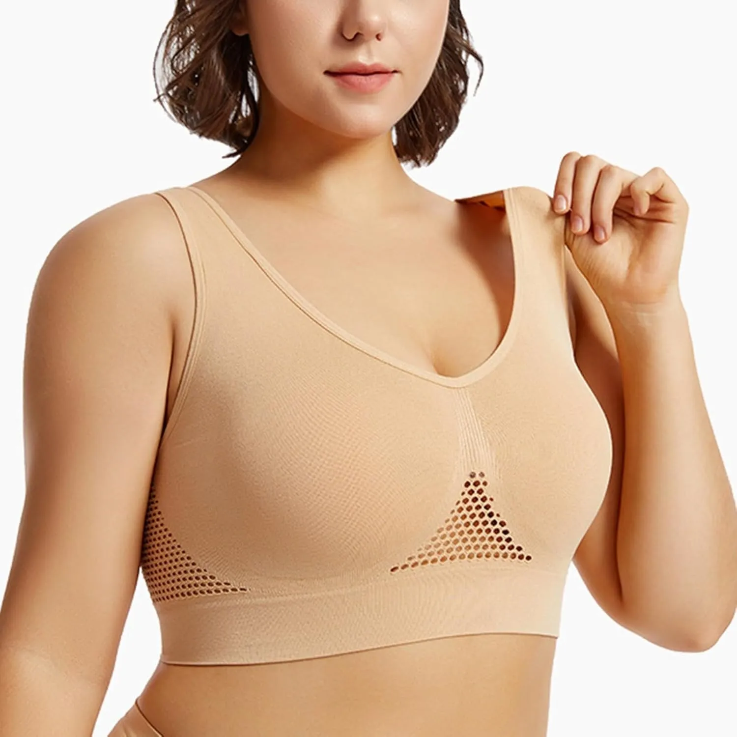Workout Bra Sports, Soft Plunge Lingerie for Women Seamless Moisture Brassiere