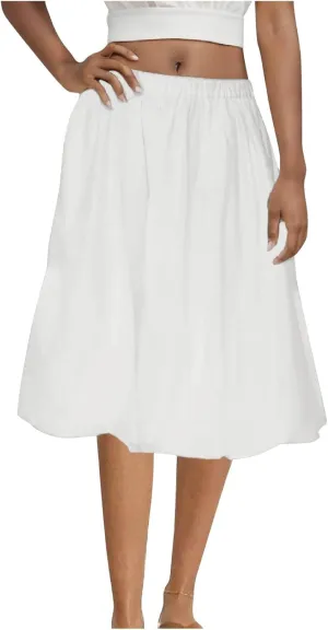 XUNRYAN Womens Summer Midi Skirts Casual Boho Solid Beach Elastic High Waist Pleated A-Line Flowy Swing Long Skirt Vacation