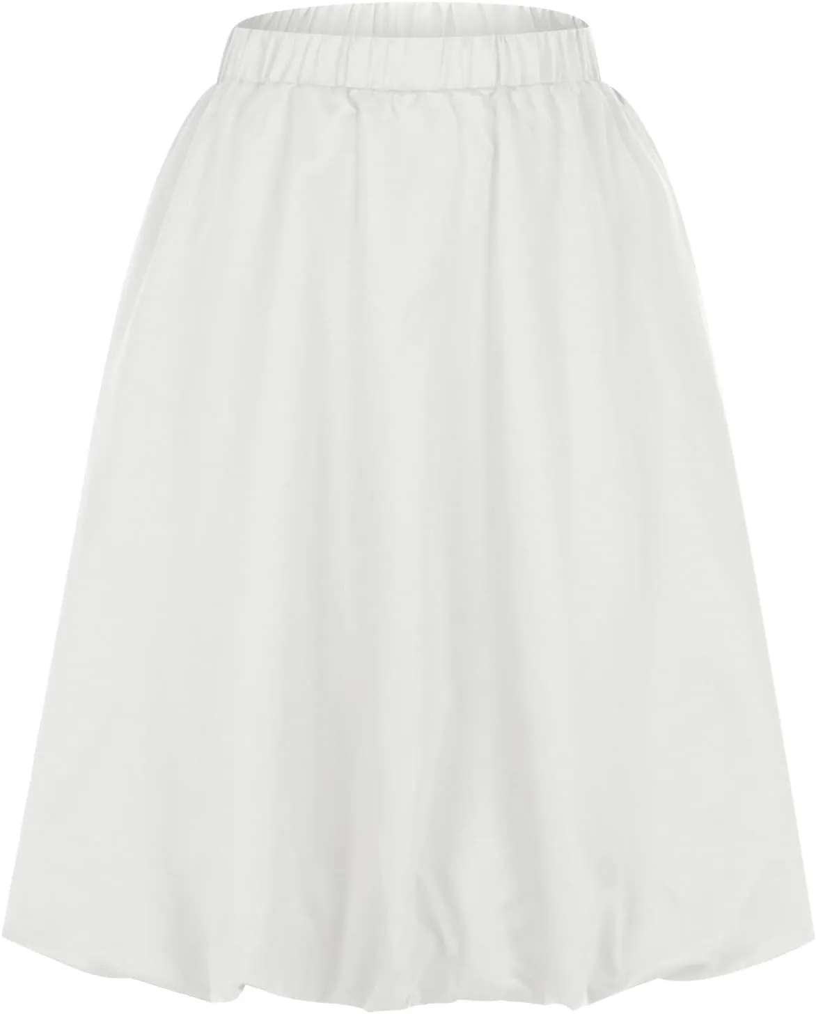 XUNRYAN Womens Summer Midi Skirts Casual Boho Solid Beach Elastic High Waist Pleated A-Line Flowy Swing Long Skirt Vacation