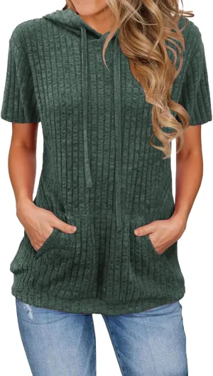 ZWRXW Womens Summer Tops Short Sleeve Cable Knit Sweater Tops Lightweight Fashion Comfortable Hoodies Casual T Shirts Tunics