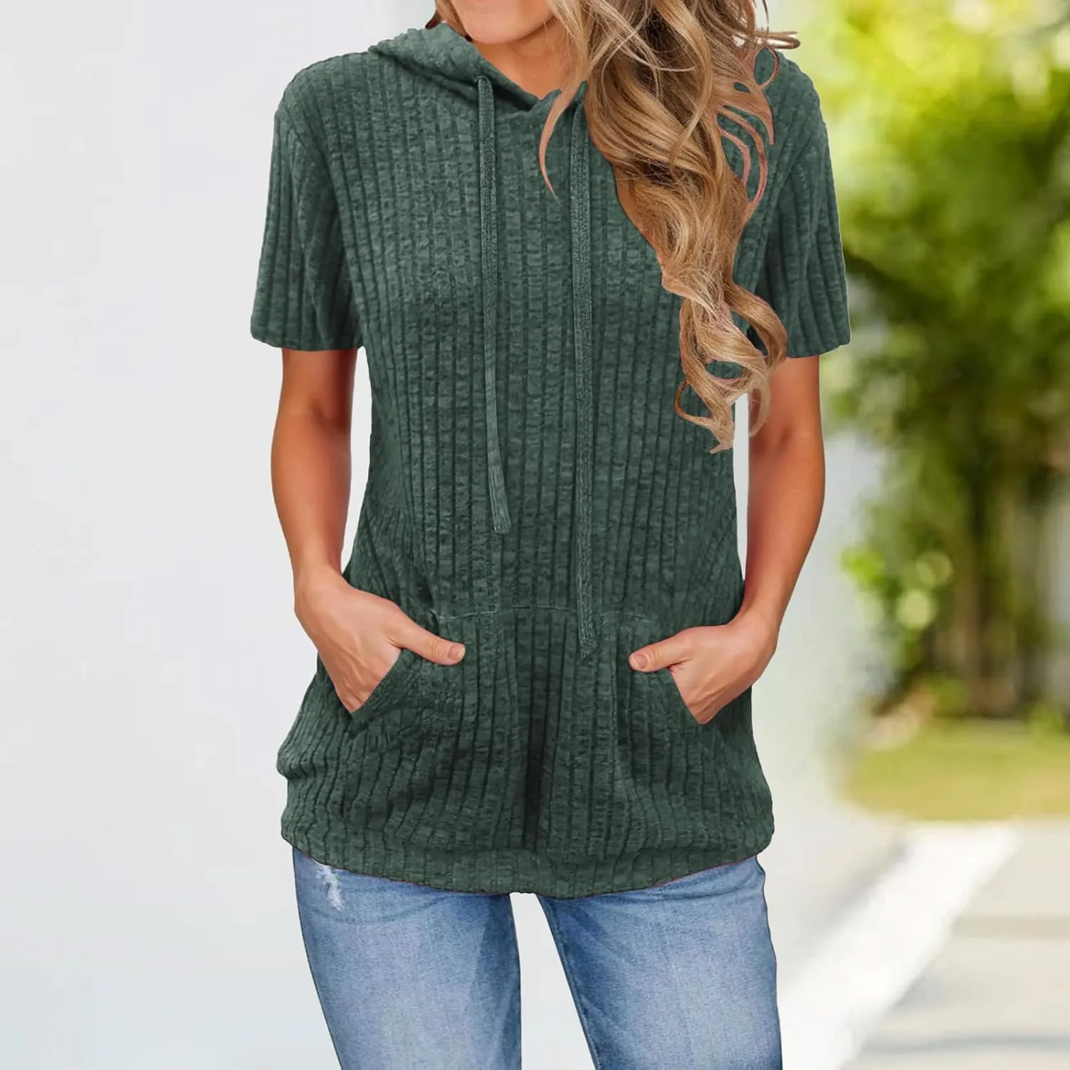 ZWRXW Womens Summer Tops Short Sleeve Cable Knit Sweater Tops Lightweight Fashion Comfortable Hoodies Casual T Shirts Tunics