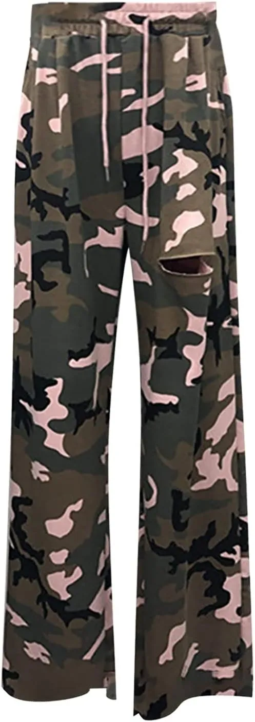 ZYXTIM Womens Casual Camo Cargo Pants Multi-Pocket Stretch Flat-Front Outdoor Military Combat Tactial Hiking Hunting Pants
